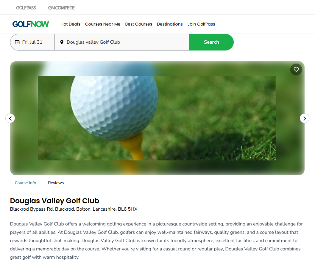 BRS GolfNow Douglas Valley Golf Club Homepage